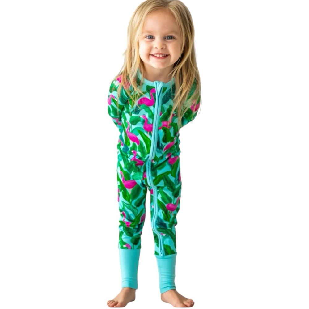 Little Sleepies Palm Springs Flamingo Print Kids One Piece Zippy - Size 12-18 M